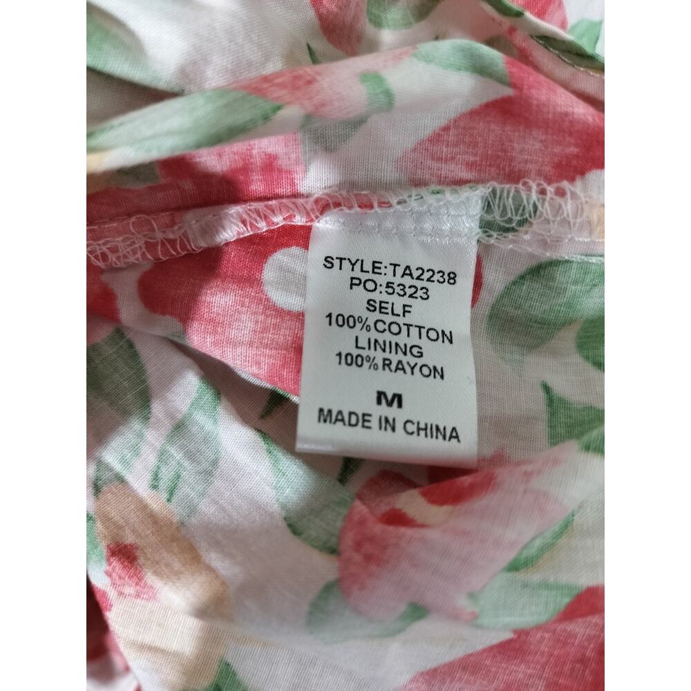 5273) Gigio USA Pastel Cotton Floral Tiered Babydoll Puff Sleeves Dress Medium - Picture 10 of 11